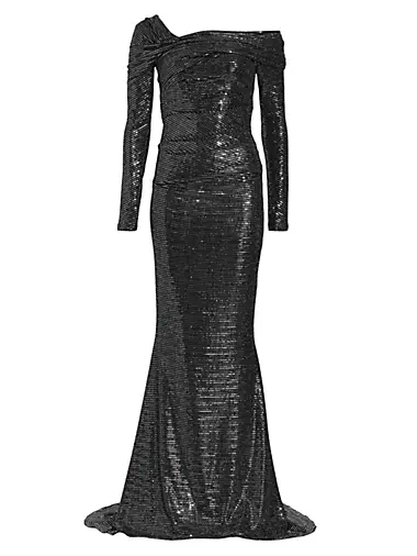 Off-The-Shoulder Sequin Gown