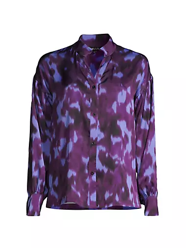 Abstract-Print Crêpe De Chine Blouse
